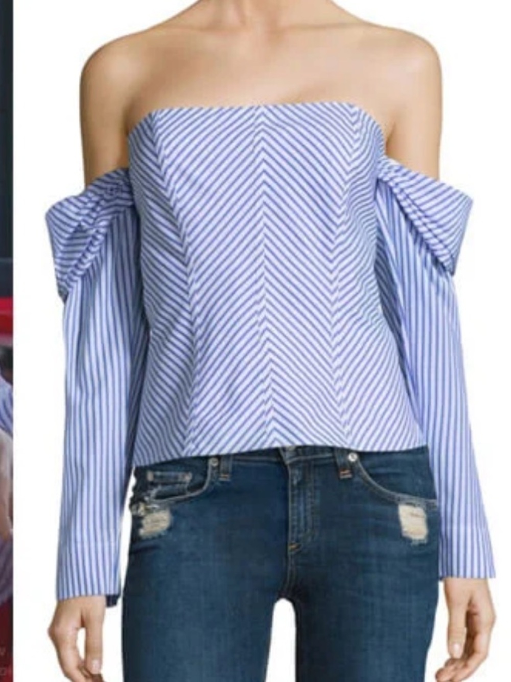 Petersyn Jack smocked cotton off-the-shoulder blouse small